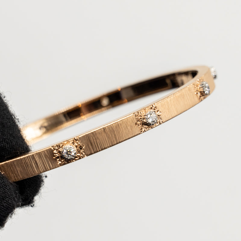 Buccellati Size 17 Macri Classica Rigato Bracelet Pink Gold, White Gold, Diamonds