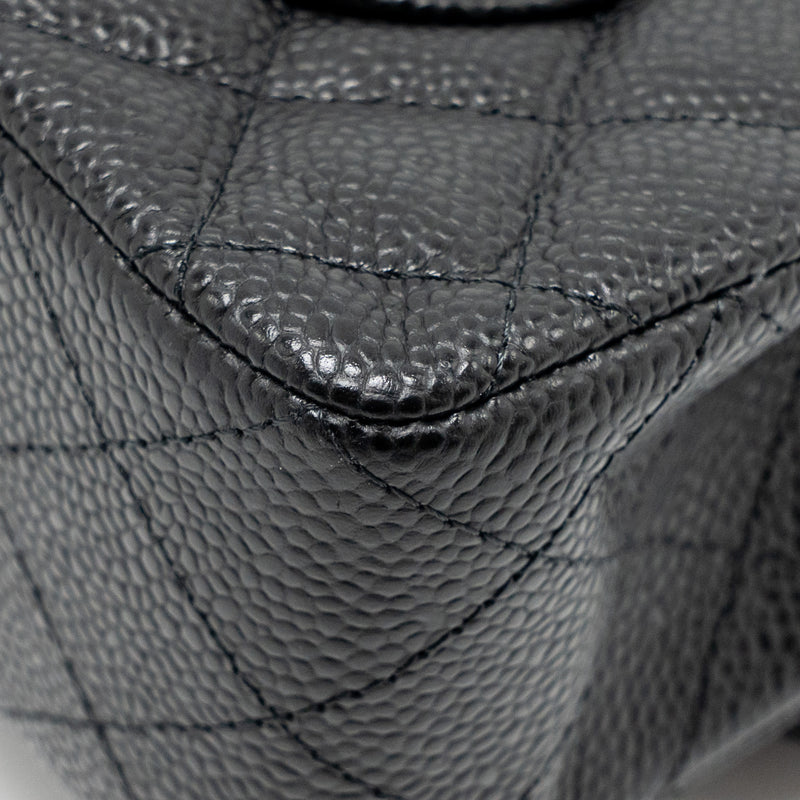 CHANEL Small Classic Double Flap Bag Caviar Black GHW (Microchip)