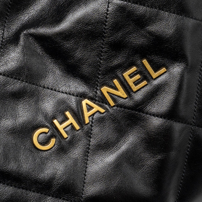 Chanel Medium 22 Bag Shiny Calfskin Black GHW (Microchip)