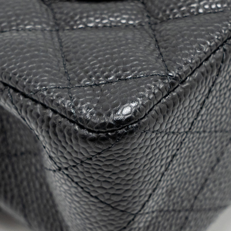 CHANEL Small Classic Double Flap Bag Caviar Black GHW (Microchip)
