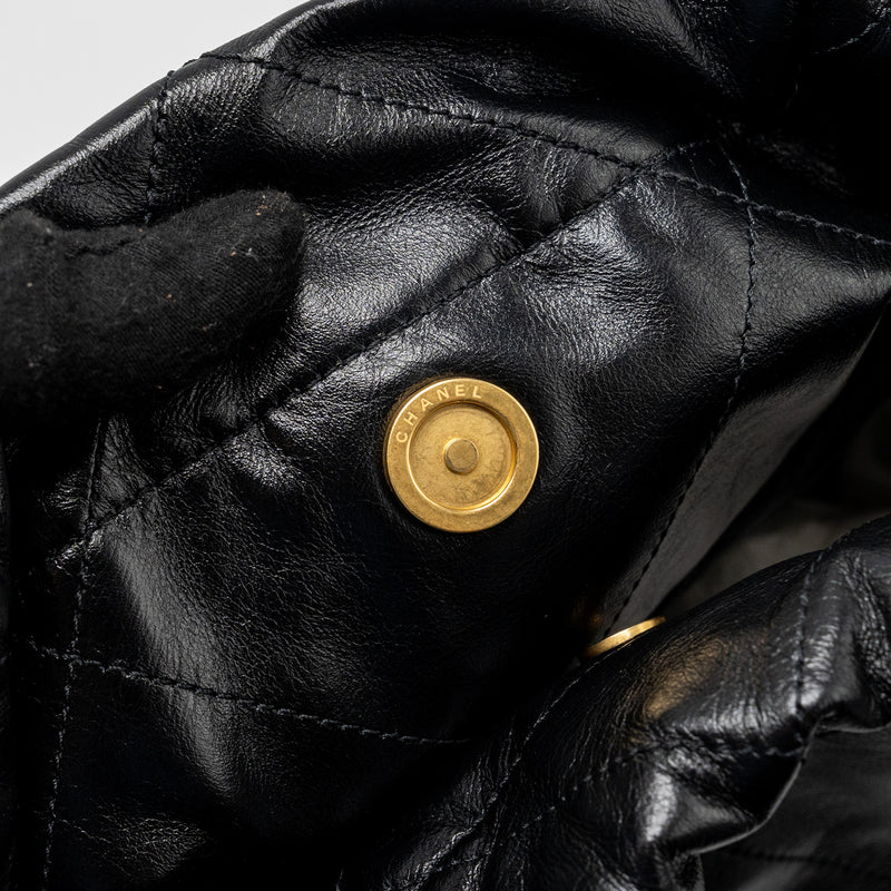 Chanel Medium 22 Bag Shiny Calfskin Black GHW (Microchip)