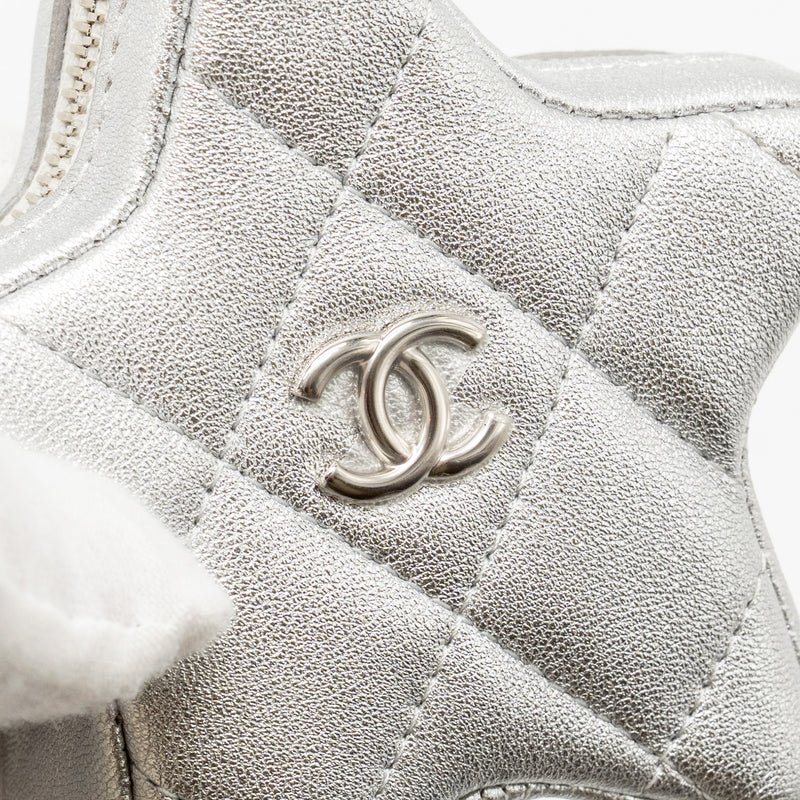 Chanel Star Coin Purse/Bag Charm Lambskin Silver SHW(microchip)