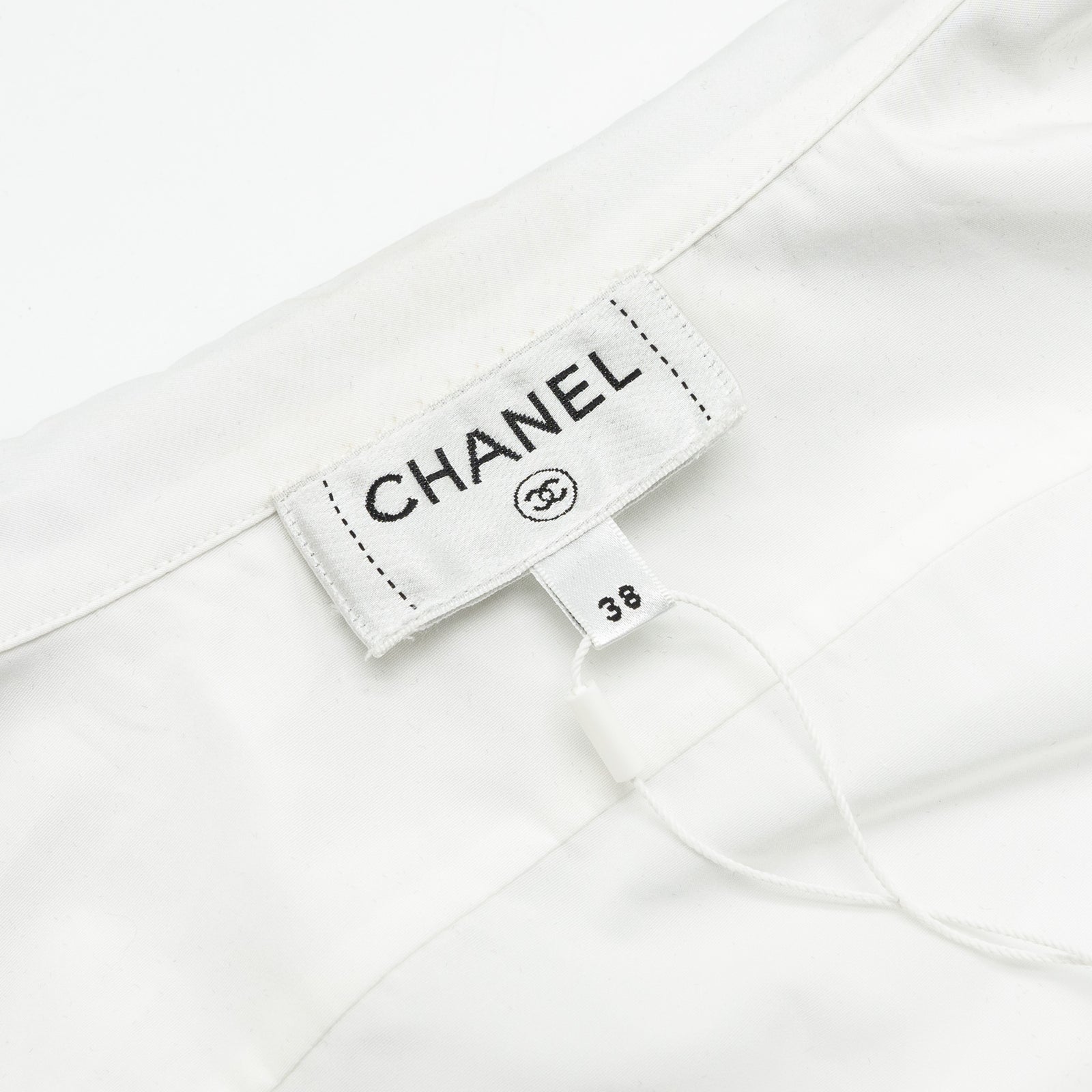 Chanel 22B Size 38 Blouse Shirt Cotton/ Silk White / Black