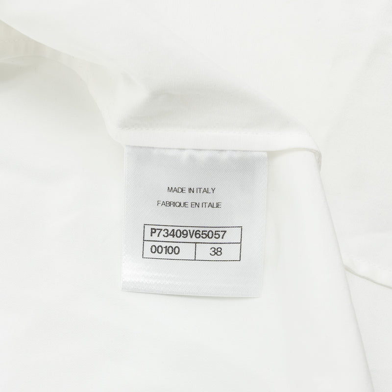 Chanel 22B Size 38 Blouse Shirt Cotton/ Silk White / Black