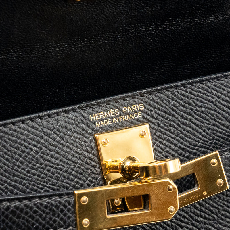 Hermes Mini Kelly II epsom black GHW stamp Y
