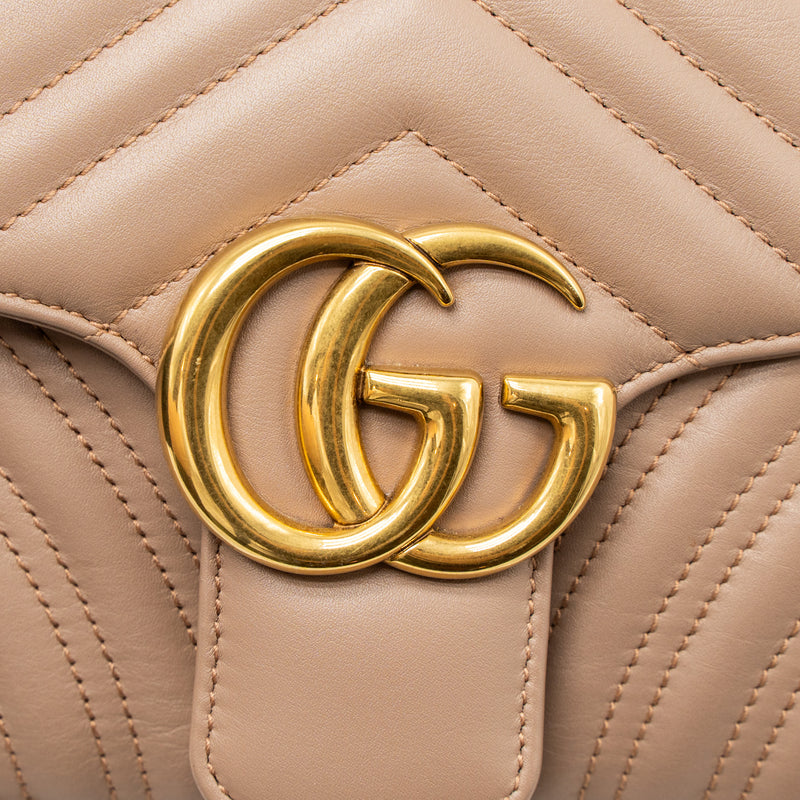 Gucci Small GG Marmont Bag Calfskin Beige Brushed GHW