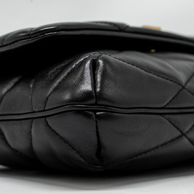 Saint Laurent/YSL LE 57 Quilted Hobo Shoulder Bag Lambskin Black Multicolour Hardware