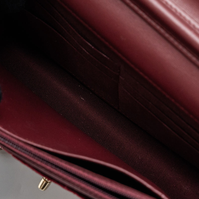 Chanel Crystal Pearl Crush Wallet On Chain Velvet Burgundy LGHW