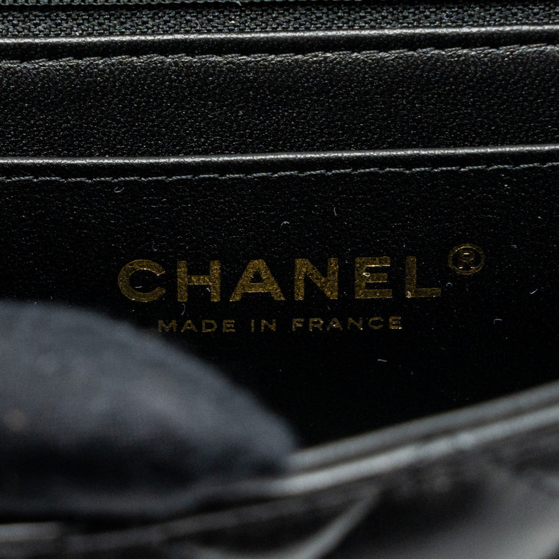 Chanel top handle mini Rectangular flap bag lambskin black LGHW (Microchip )