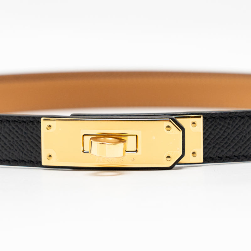 Hermes classic kelly 18 belt black GHW stamp K