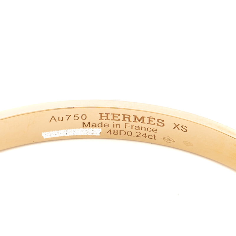 Hermes Size XS Collier De Chien Bracelet Small Model Rose Gold, Diamonds