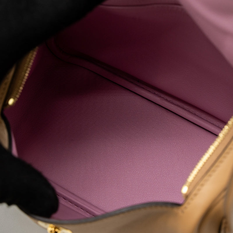 Hermes Mini Lindy Swift Chai/Mauve Sylvestre GHW Stamp U
