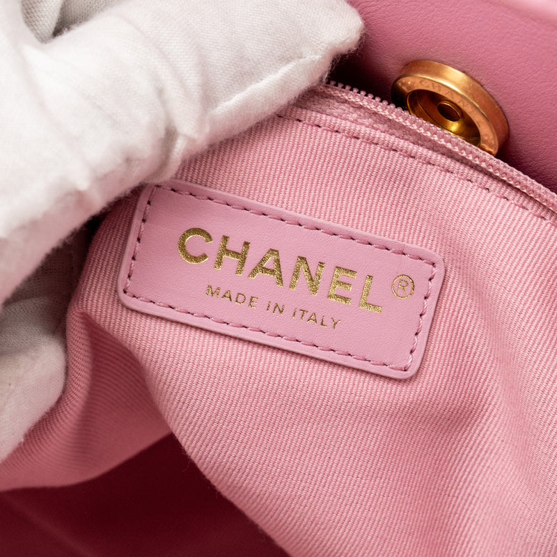Chanel 22a Deauville Tote Shearling Lambskin Pink GHW (microchip)