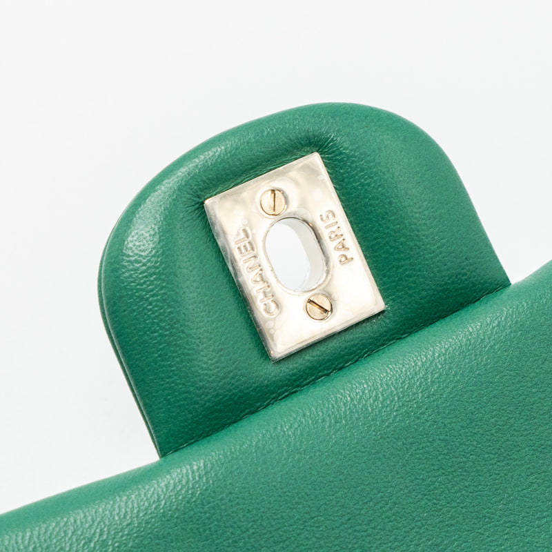 Chanel Top Handle Mini Flap Bag with Chain Lambskin Green LGHW (Microchip)