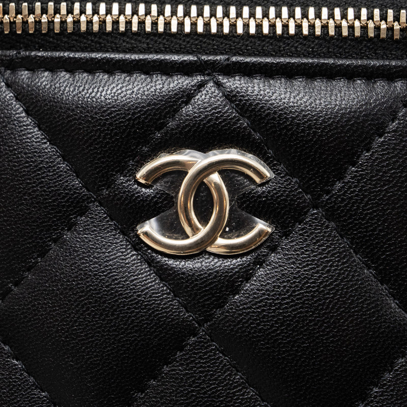 Chanel Top Handle Mini Vanity Case with chains Lambskin Black LGHW