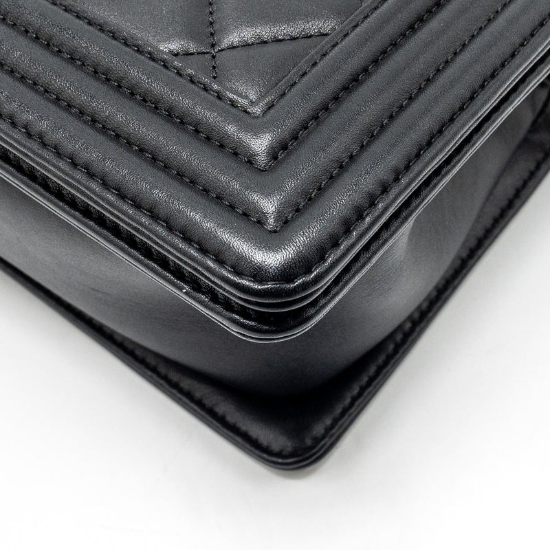 Chanel Medium Boy Bag Calfskin Black Ruthenium Hardware