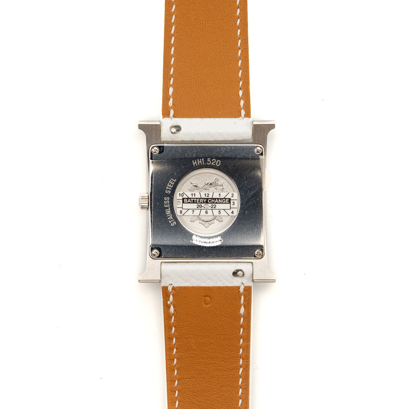 Hermes Heure H Watch 30mm Medium Model Epsom White Strap SHW
