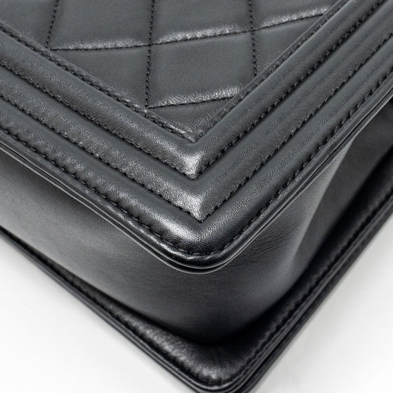 Chanel Medium Boy Bag Calfskin Black Ruthenium Hardware