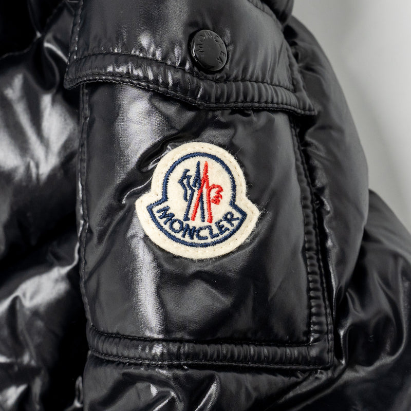 Moncler Size 1 Brouel Chevron Hooded Short Down Jacket Polyamide Black