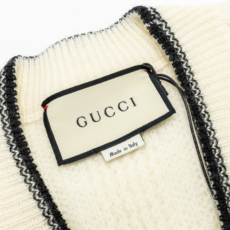 Gucci Size M Elephant Cardigan Wool White/Red