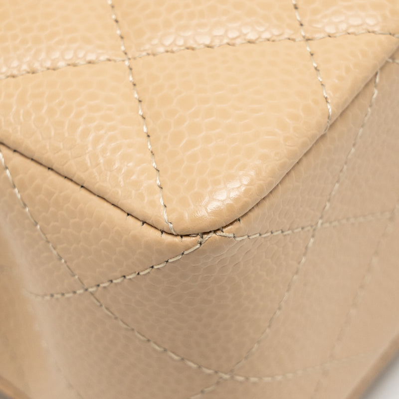 Chanel Small Classic Double Flap Bag Caviar Beige SHW (microchip)