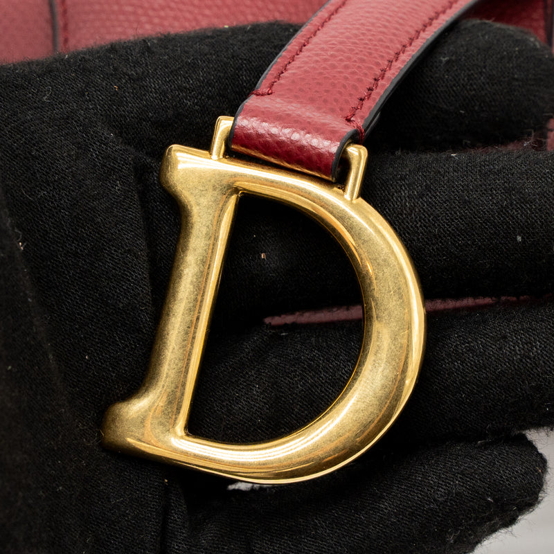 Dior Mini Saddle Bag Grained Calfskin Red GHW