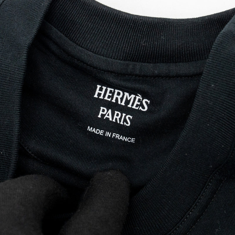 Hermes Size 38 Figure Artistique T-Shirt Cotton Black/Multicoloured