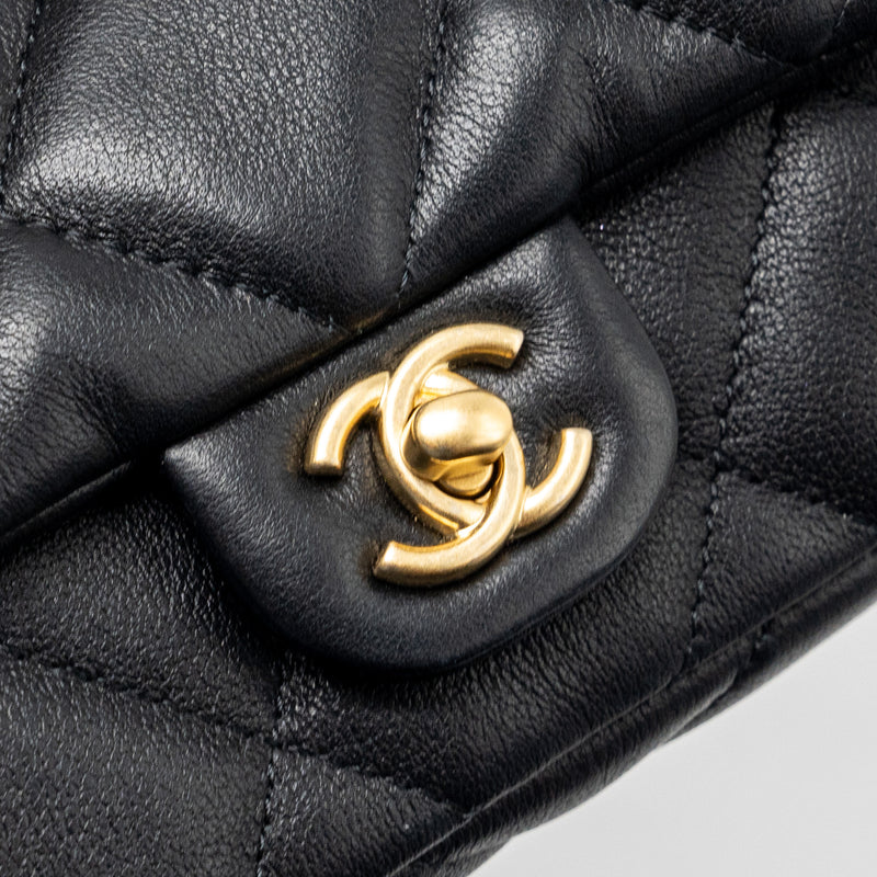 Chanel top handle mini flap bag with chain Calfskin black GHW