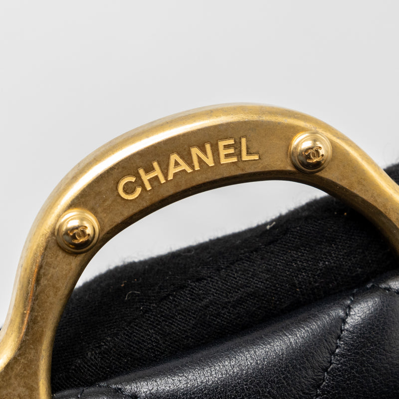 Chanel top handle mini flap bag with chain Calfskin black GHW