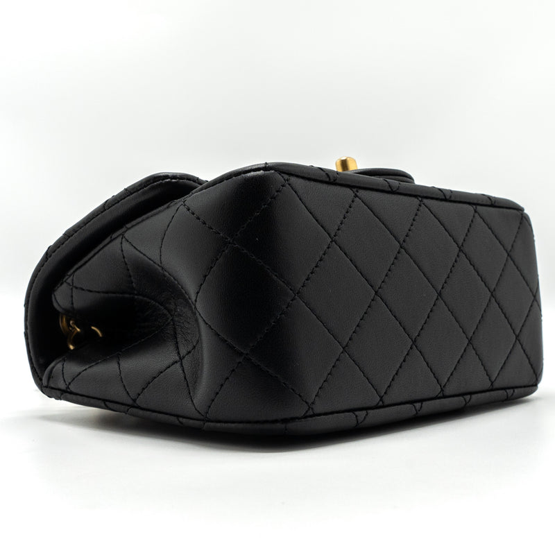 Chanel 23K pearl crush mini square flap bag lambskin black GHW (microchip)