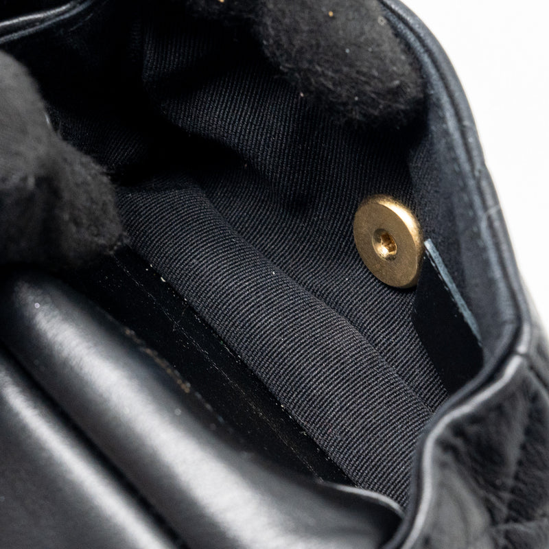 Chanel top handle mini flap bag with chain Calfskin black GHW