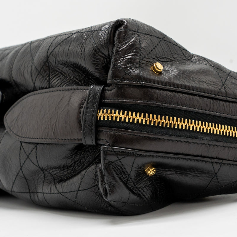 Dior Small D-Journey Bag Crinkled Calfskin Black GHW
