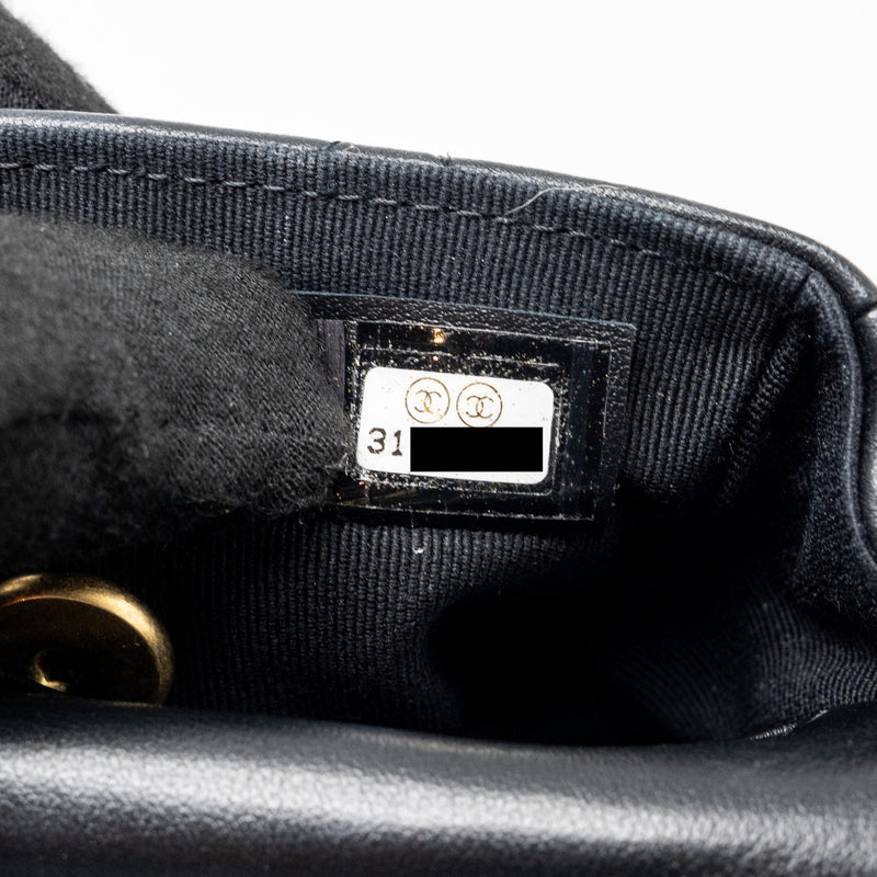 Chanel top handle mini flap bag with chain Calfskin black GHW