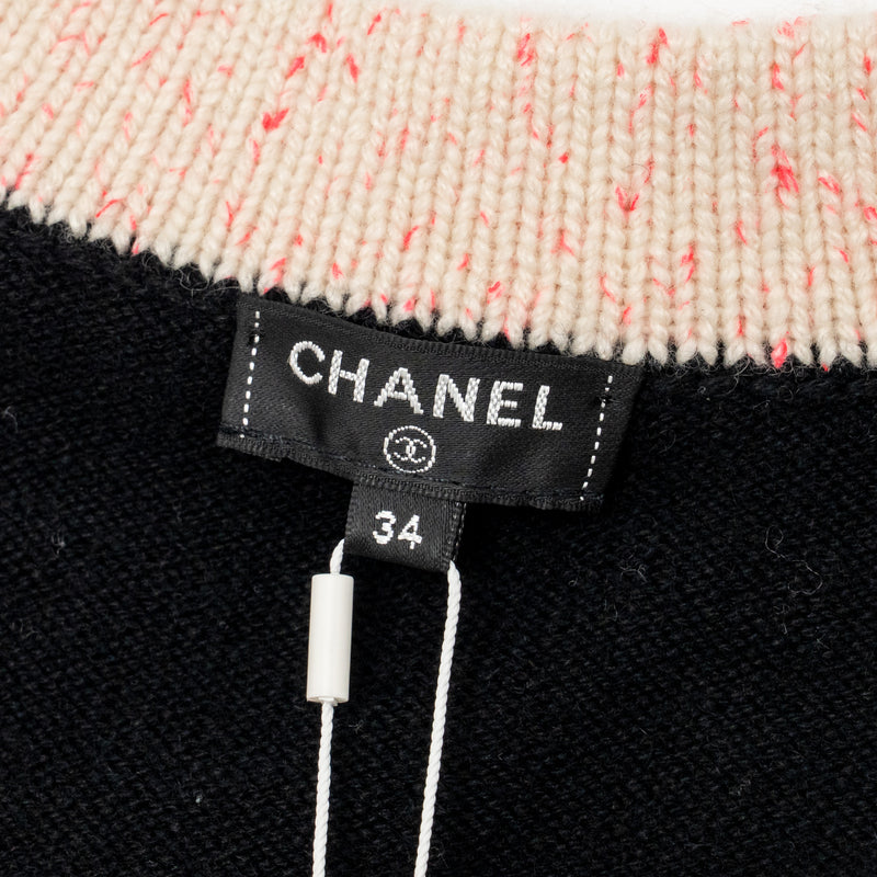 Chanel size 34 20S cardigan cashmere black / pink
