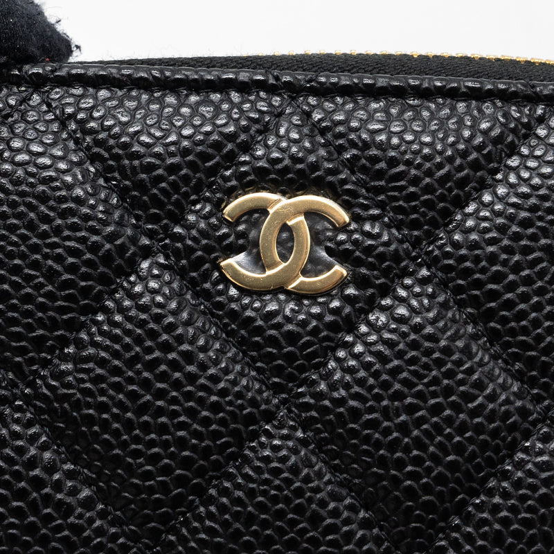 Chanel quilted zipper card holder caviar black GHW (microchip)