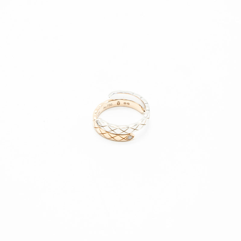 Chanel Size 49 Coco Crush TOI Et MOI Ring, Small Version White/Beige Gold Diamonds