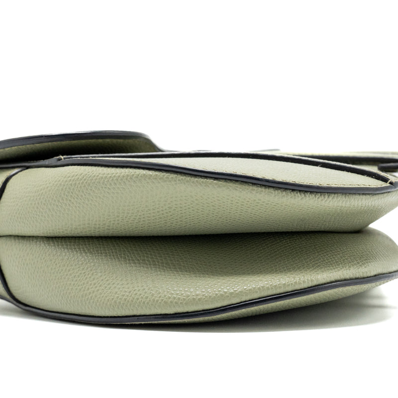 Dior Medium Saddle Bag Grained Calfskin Green GHW