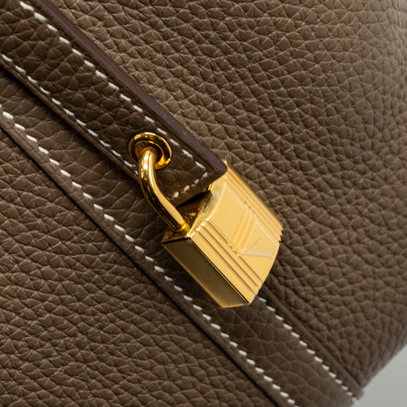 Hermes Picotin 22 Clemence Etoupe GHW Stamp Y