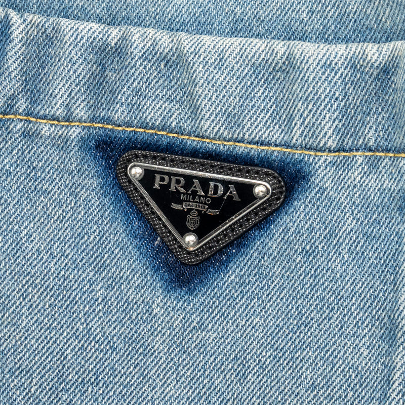 Prada size 36 oversized organic denim shirt Cotton Blue