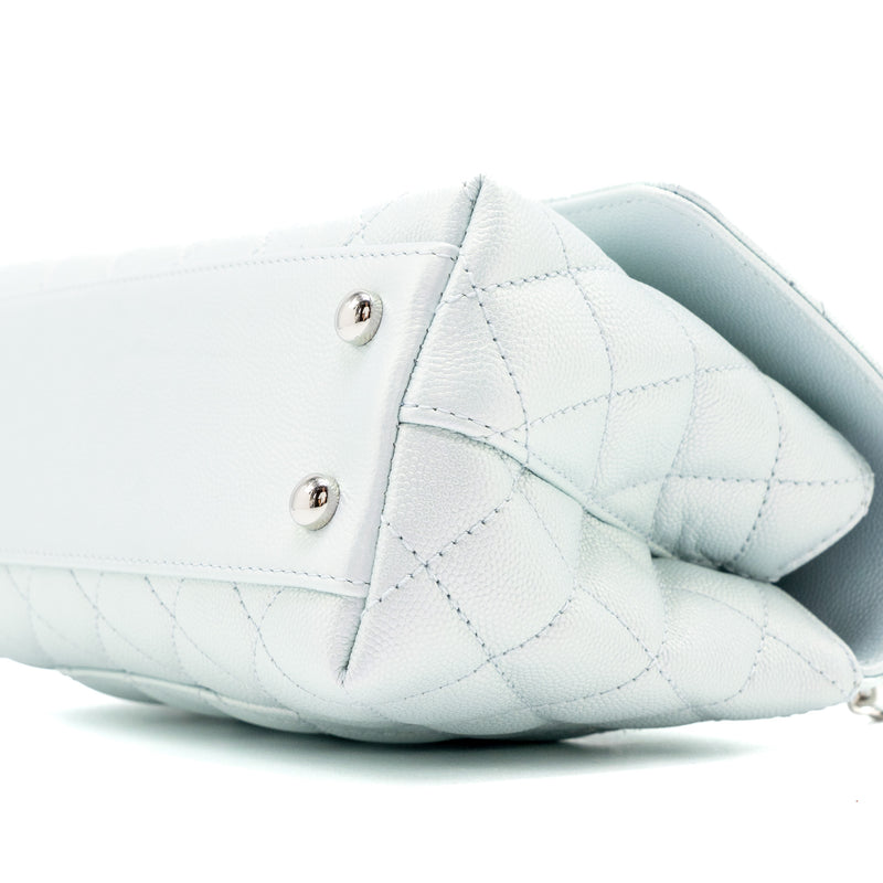 Chanel Small Coco Handle Caviar Iridescent Light Blue multicolour hardware (microchip)
