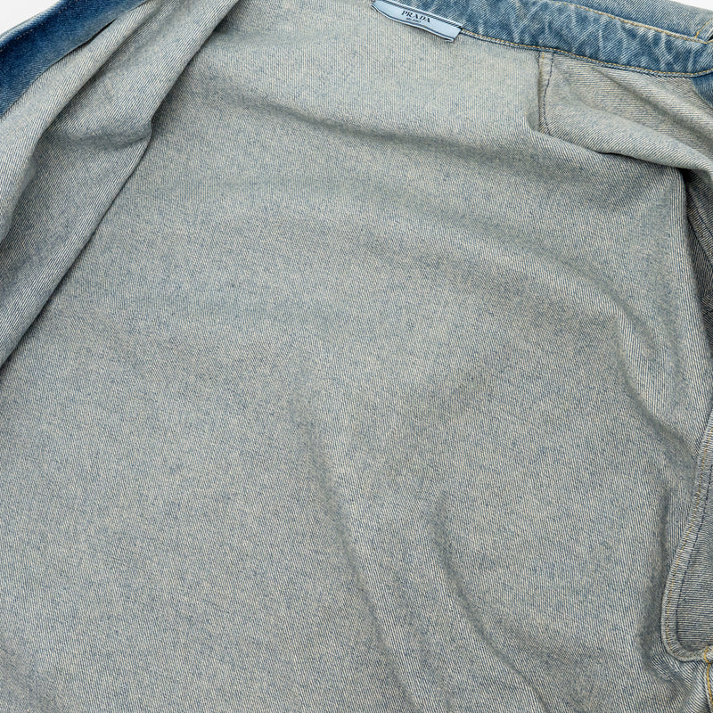 Prada size 36 oversized organic denim shirt Cotton Blue