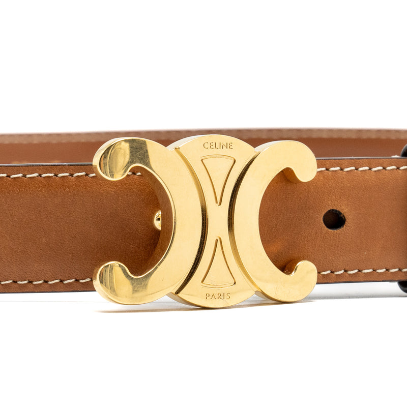 Celine size 80 SMALL TRIOMPHE BELT IN NATURAL CALFSKIN TAN GHW