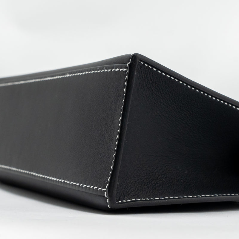 Hermes Kelly Pochette special order Swift black/ Gris perle SHW stamp K