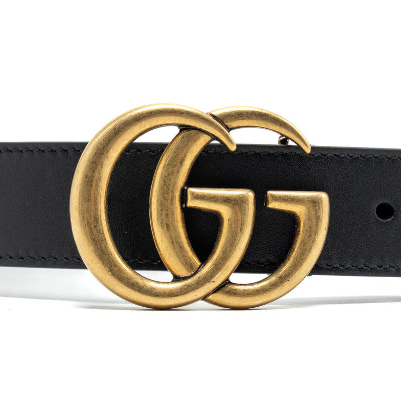 Gucci size 75 GG marmont thin belt black GHW