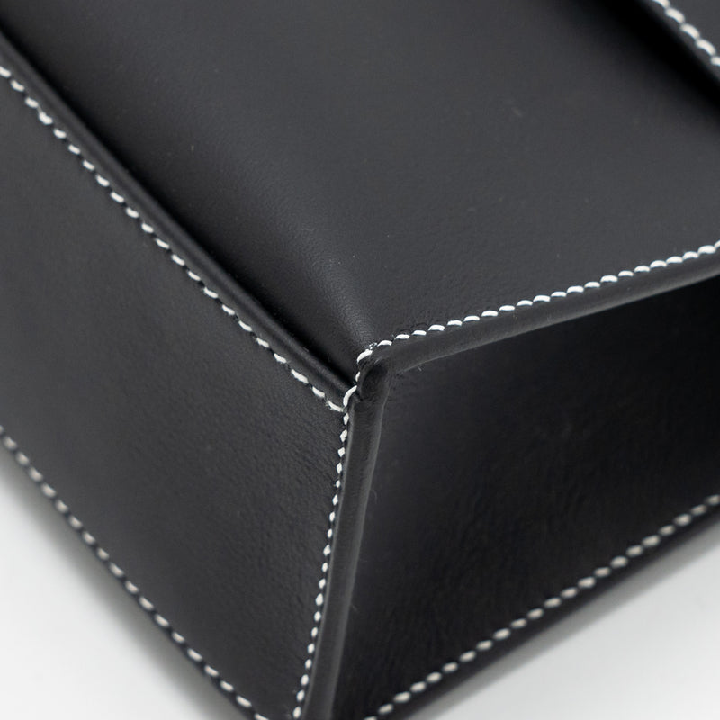 Hermes Kelly Pochette special order Swift black/ Gris perle SHW stamp K