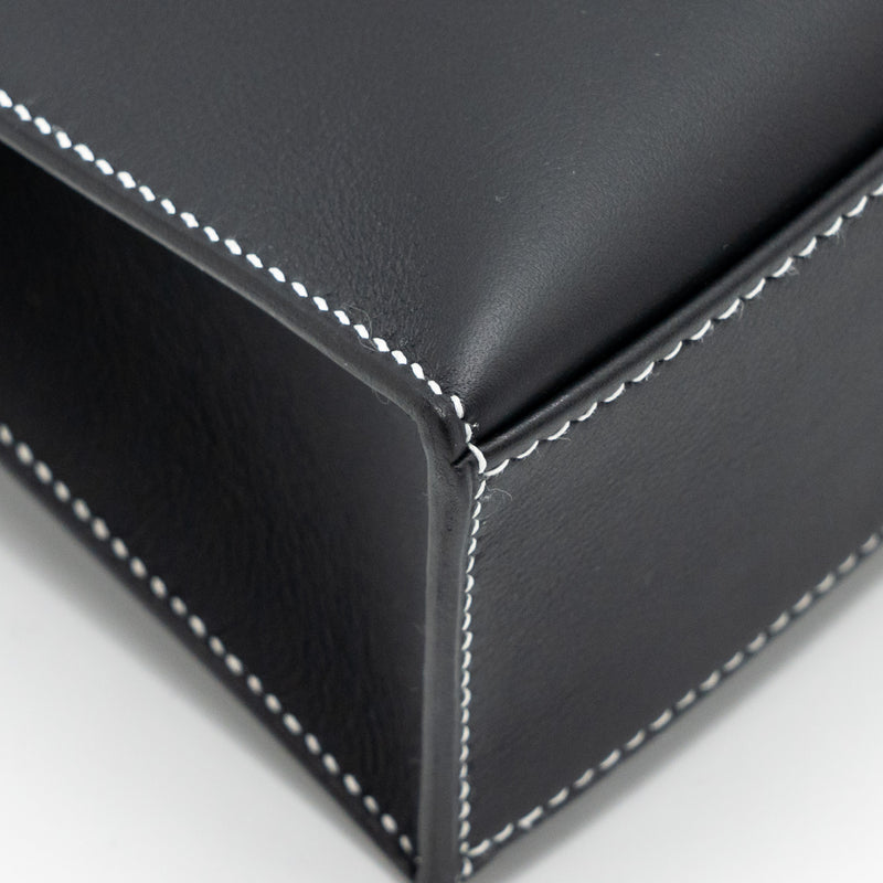 Hermes Kelly Pochette special order Swift black/ Gris perle SHW stamp K