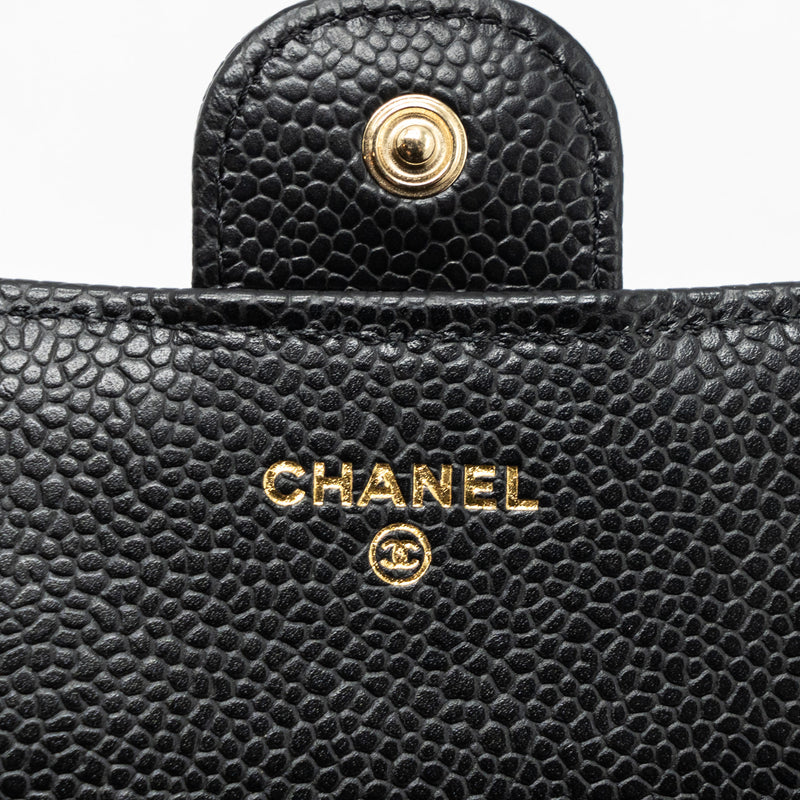 Chanel classic long flap wallet caviar black GHW
