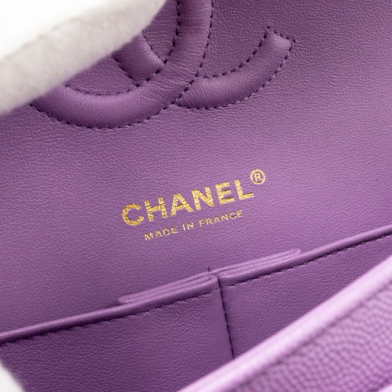 Chanel Medium Classic Double Flap Bag Caviar Purple LGHW (Microchip)