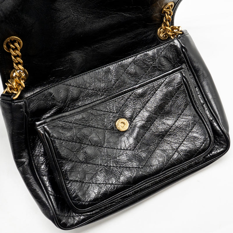Saint Laurent/YSL Medium Niki Chain Bag Vintage Calfskin Black GHW