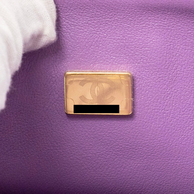 Chanel Medium Classic Double Flap Bag Caviar Purple LGHW (Microchip)